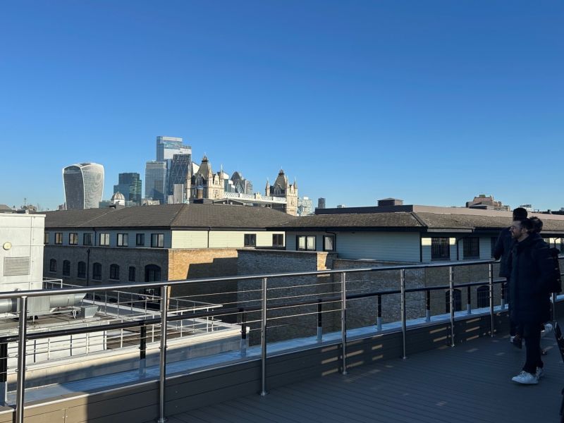 Blue sky view from the roof terrace of India House